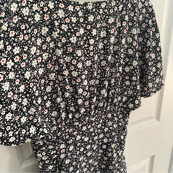 Zara Black and White Floral Button Down Mini Dress Medium - Picture 9 of 11